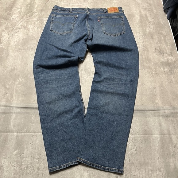Levis 505 Men's 38 X 32 Reg Fit Blue Jeans Medium Wash Faded Denim Cotton Dad - Picture 6 of 9